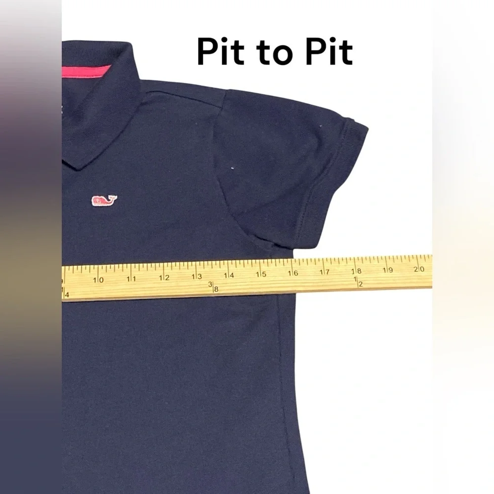 Girls Vineyard Vines polo shirt navy blue and pink size L (14) M07​